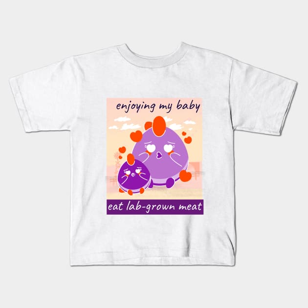 enjoying my baby, eat lab-grown meat Kids T-Shirt by Zipora